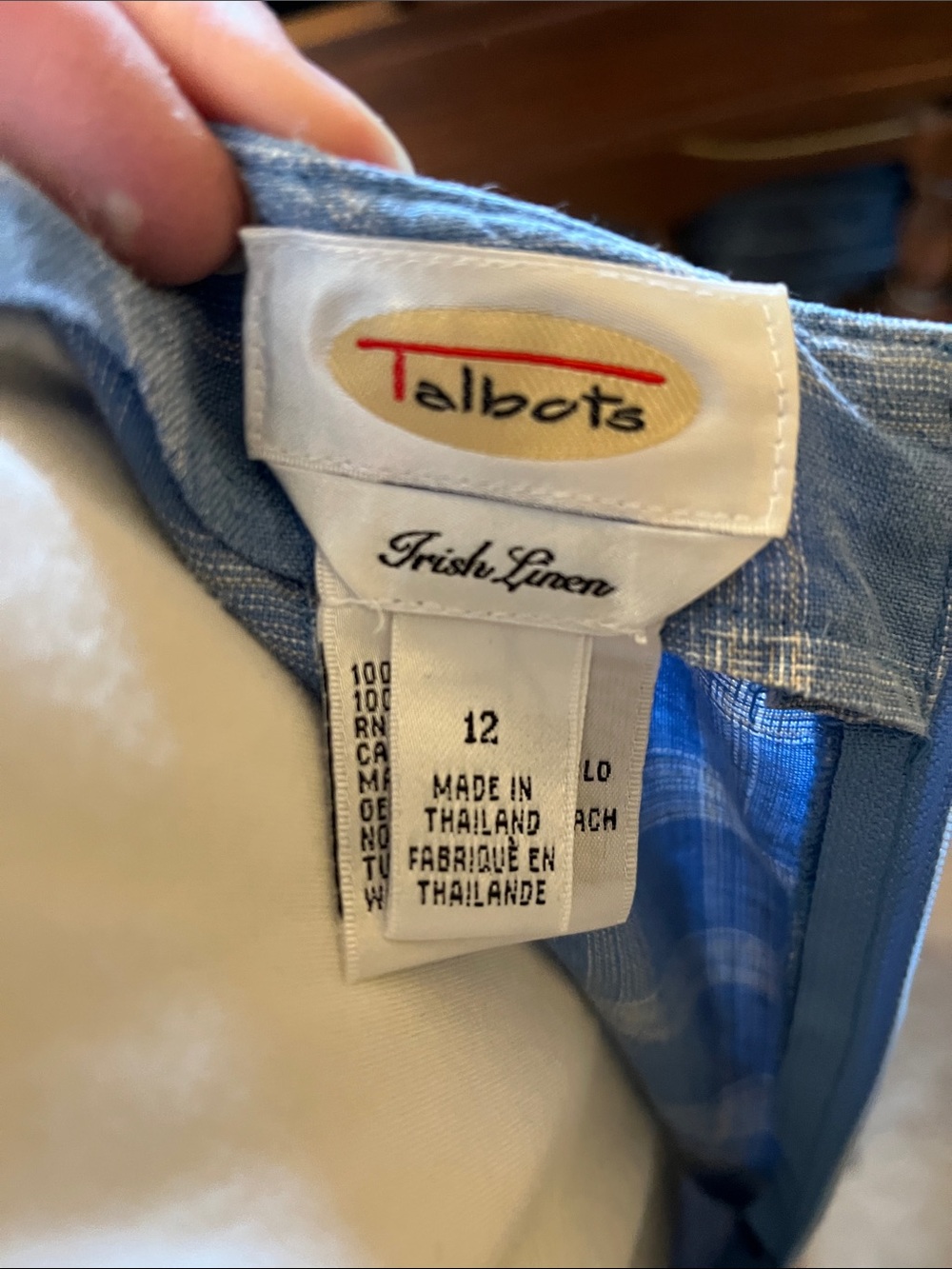 Talbots Light Blue Irish Linen Plaid Maxi Skirt faux Wrap - Picture 2 of 6